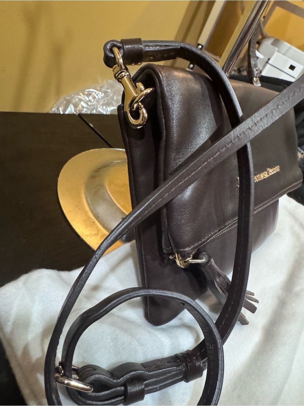 Dooney & Bourke Florentine Leather Foldover Zip Crossbody - Picture 3 of 15